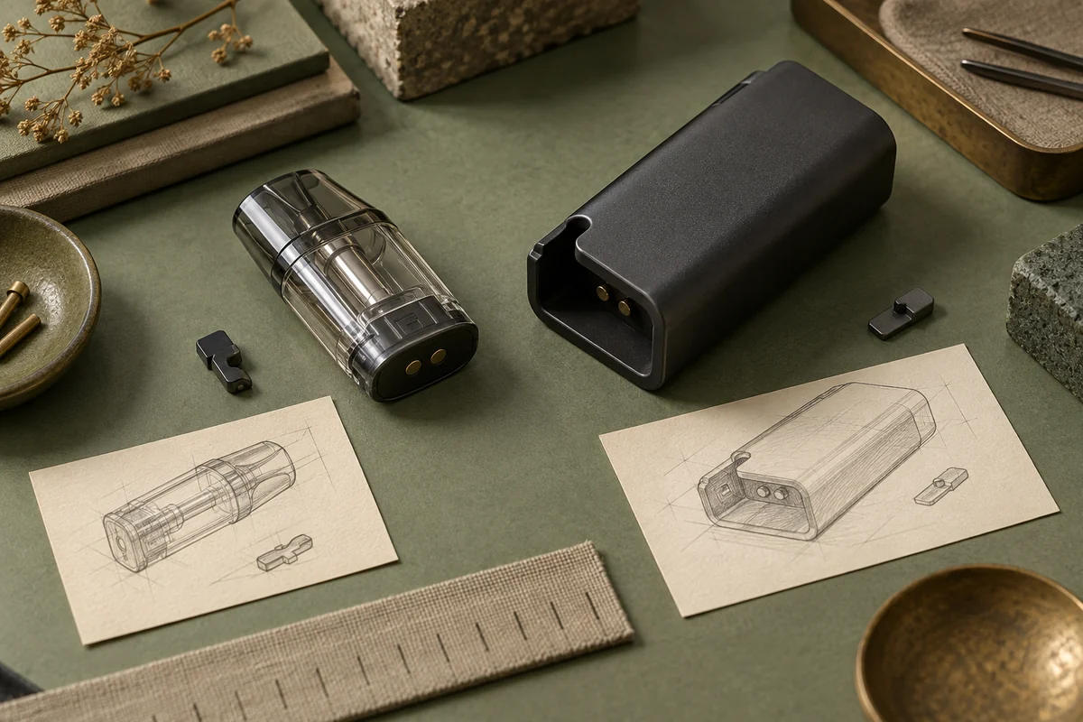 AI conceptual illustration distinguishing a fictional pod-shaped object from a separate dock-shaped object
