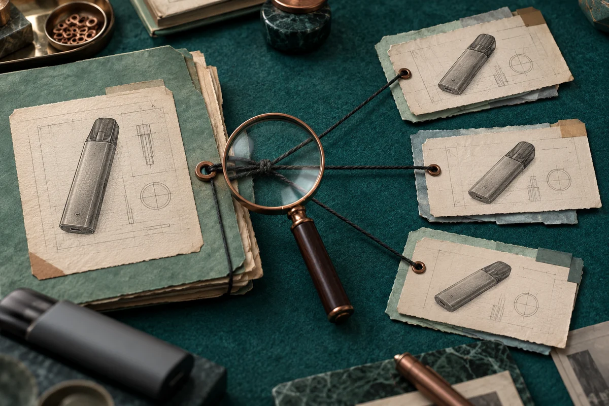 AI editorial illustration tracing several document copies back to one original source